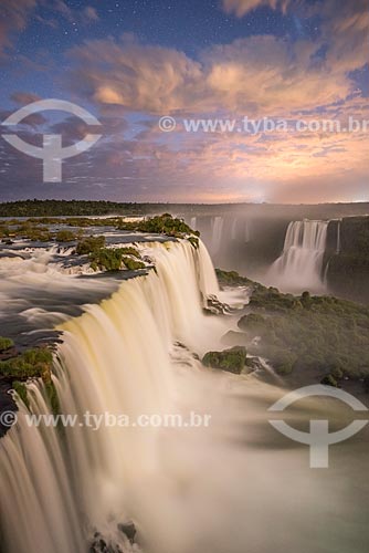  View of the Iguassu Waterfalls - Iguassu National Park during the sunset  - Foz do Iguacu city - Parana state (PR) - Brazil