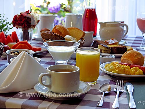  Table set for breakfast  - Canela city - Rio Grande do Sul state (RS) - Brazil