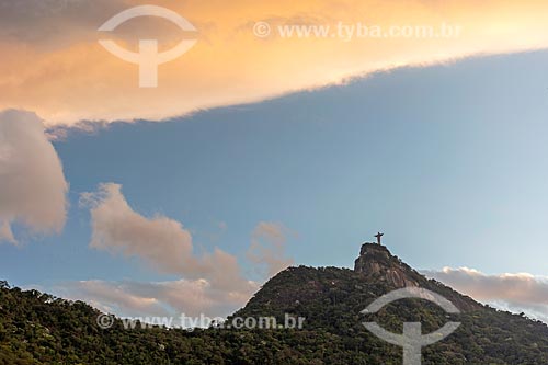  View of Christ the Redeemer from Cosme Velho neighborhood during the sunset  - Rio de Janeiro city - Rio de Janeiro state (RJ) - Brazil