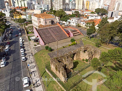  Picture taken with drone of the Saint Francis of Paola ruins - Joao Candido square  - Curitiba city - Parana state (PR) - Brazil