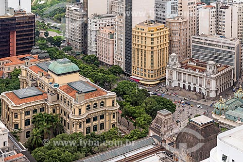  Top view of the National library - to the left - with the Bar Amarelinho and the Pedro Ernesto Palace (1923) - headquarters of Municipal Chamber of Rio de Janeiro city - to the right  - Rio de Janeiro city - Rio de Janeiro state (RJ) - Brazil