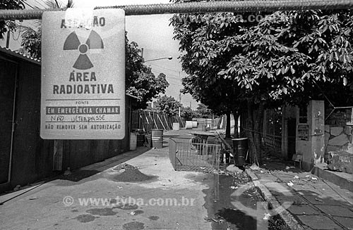  plaque indicating street with contamination focus after accident with cesium-137 - Central Sector of Goiania city  - Goiania city - Goias state (GO) - Brazil