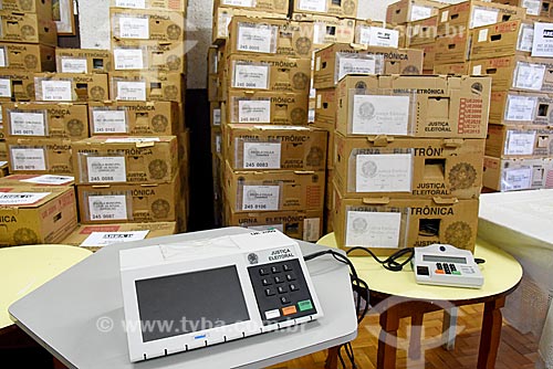 Boxes of brazilian voting machines - electoral section  - Rio de Janeiro city - Rio de Janeiro state (RJ) - Brazil