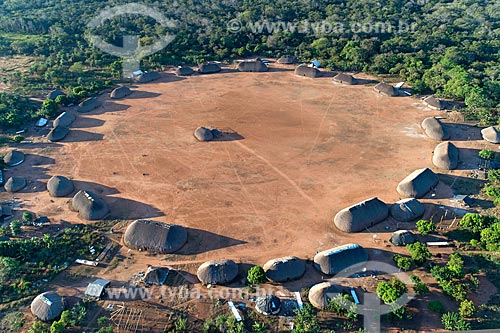  Picture taken with drone of the Aiha village of the Kalapalo tribe - INCREASE OF 100% OF THE VALUE OF TABLE  - Querencia city - Mato Grosso state (MT) - Brazil