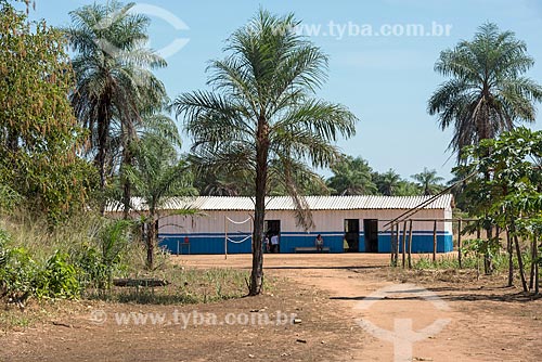  Facade of the school - Aiha village of the Kalapalo tribe - INCREASE OF 100% OF THE VALUE OF TABLE  - Querencia city - Mato Grosso state (MT) - Brazil