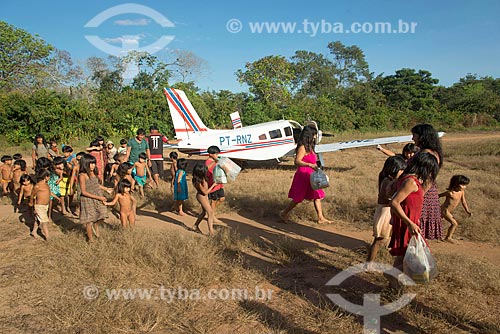  Aerial taxi plane landed - Aiha village of the Kalapalo tribe - INCREASE OF 100% OF THE VALUE OF TABLE  - Querencia city - Mato Grosso state (MT) - Brazil
