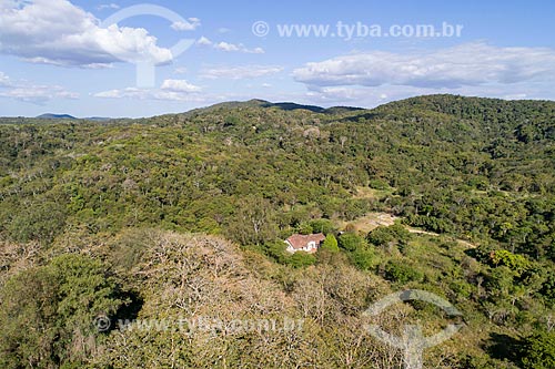  Picture taken with drone of the headquarters of the Batalha Farm - Baturite Mountain Range Environmental Protection Area  - Guaramiranga city - Ceara state (CE) - Brazil