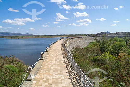  Picture taken with drone of barrage of the Cedar Dam  - Quixada city - Ceara state (CE) - Brazil