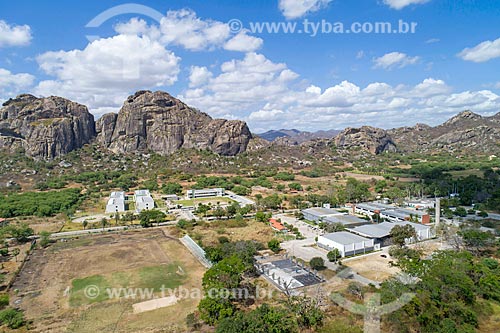  Picture taken with drone of the Campus of the Federal University of Ceara with inselbergs of the Quixada Monoliths Natural Monument in the background  - Quixada city - Ceara state (CE) - Brazil