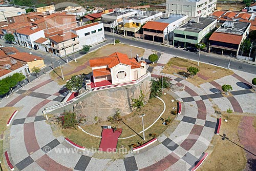  Picture taken with drone of the Rachel de Queiroz Memorial (1899) - built on a monolith  - Quixada city - Ceara state (CE) - Brazil
