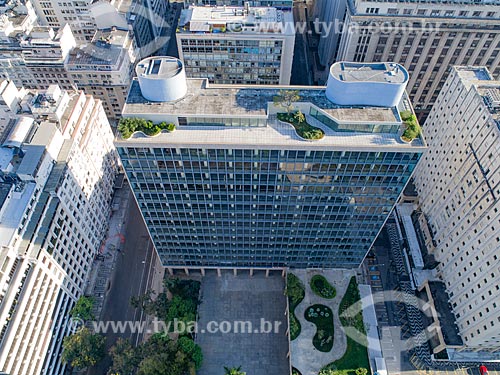  Picture taken with drone of hanging garden of the Gustavo Capanema Building (1945) - old Ministry of Education, current headquarters of the Ministry of Culture in Rio de Janeiro  - Rio de Janeiro city - Rio de Janeiro state (RJ) - Brazil
