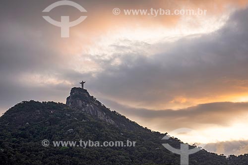  View of Christ the Redeemer from Cosme Velho neighborhood during the sunset  - Rio de Janeiro city - Rio de Janeiro state (RJ) - Brazil