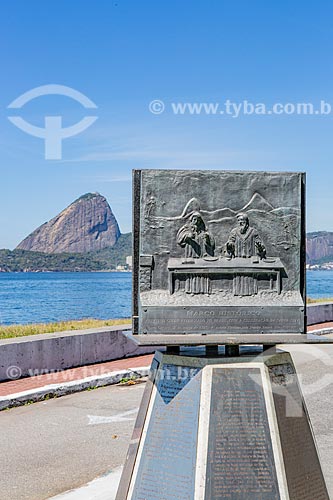  Monument to the First Cult Reformed in Brazil with the Celebration of the Holy Supper - March 21, 1557 in the then Fort Coligny under French occupation - now houses the Brazilian Naval Academy - with the Sugarloaf in the background  - Rio de Janeiro city - Rio de Janeiro state (RJ) - Brazil