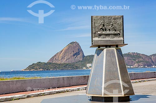  Monument to the First Cult Reformed in Brazil with the Celebration of the Holy Supper - March 21, 1557 in the then Fort Coligny under French occupation - now houses the Brazilian Naval Academy - with the Sugarloaf in the background  - Rio de Janeiro city - Rio de Janeiro state (RJ) - Brazil