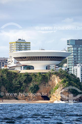  View of Niteroi Contemporary Art Museum (1996) - part of the Caminho Niemeyer (Niemeyer Way) - from Guanabara Bay  - Niteroi city - Rio de Janeiro state (RJ) - Brazil
