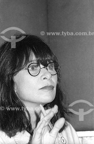  Detail of singer Rita Lee - studios of Radio Jornal do Brasil - 80s  - Rio de Janeiro city - Rio de Janeiro state (RJ) - Brazil