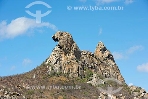  View of Stone of Galinha Choca - part of the Quixada Monoliths Natural Monument  - Quixada city - Ceara state (CE) - Brazil