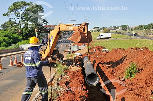  Construction site for new water supply of the Autonomous Municipal Water and Sewage Service (SEMAE) - water and sewage treatment services concessionaire  - Sao Jose do Rio Preto city - Sao Paulo state (SP) - Brazil