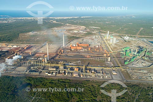  Picture taken with drone of the Pecem Steel company - part of the Pecem Industrial and Port Complex  - Sao Goncalo do Amarante city - Ceara state (CE) - Brazil
