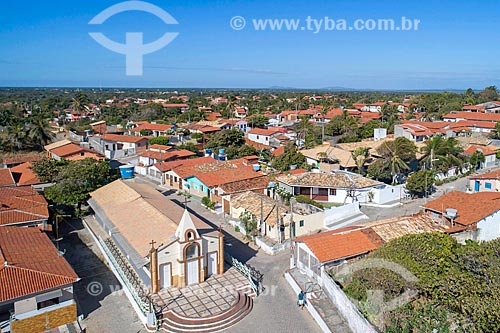  Picture taken with drone of the Beberibe city with the Saint Peter Chapel  - Beberibe city - Ceara state (CE) - Brazil