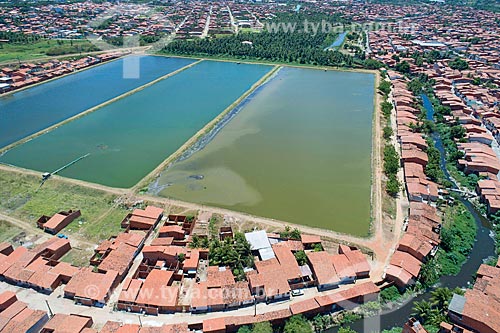  Picture taken with drone of the sewage treatment station of Company for Water and Sewage of Ceara (CAGECE)  - Fortaleza city - Ceara state (CE) - Brazil