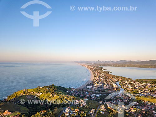  View of Ponta Negra Beach, channel and Guarapina Lagoon from Ponta Negra hill  - Marica city - Rio de Janeiro state (RJ) - Brazil
