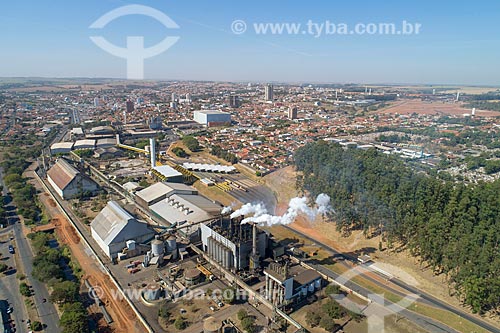  Picture taken with drone of the orange juice factory  - Matao city - Sao Paulo state (SP) - Brazil