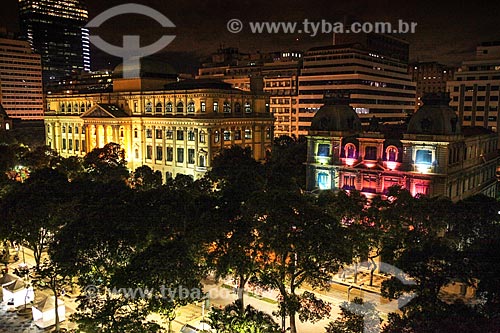  Facade of the National Library (1910) - to the left - and the Federal Justice Cultural Center (1909) - to the right - at night  - Rio de Janeiro city - Rio de Janeiro state (RJ) - Brazil