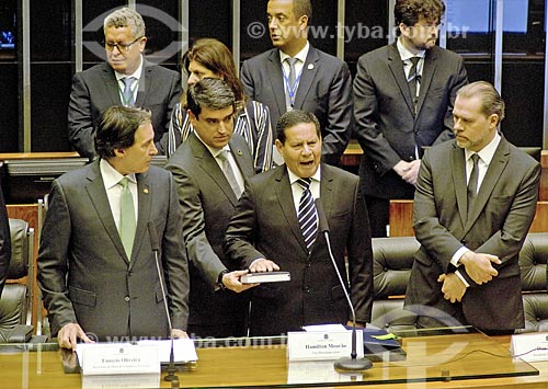  Vice President General Hamilton Mourao - reading of the oath to the nation - Chamber of Deputies plenary during presidential inauguration ceremony  - Brasilia city - Distrito Federal (Federal District) (DF) - Brazil