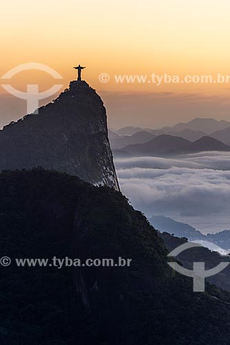  View of Christ the Redeemer from the Rock of Proa (Rock of Prow) during the dawn  - Rio de Janeiro city - Rio de Janeiro state (RJ) - Brazil