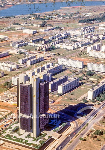 Aerial photo of the Brazilian Central Bank headquarters building during the construction of Brasilia  - Brasilia city - Distrito Federal (Federal District) (DF) - Brazil