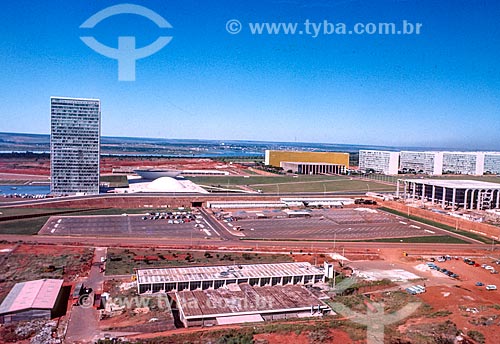  General view of the National Congress, Three Powers Square with Esplanade of Ministries during the construction of Brasilia  - Brasilia city - Distrito Federal (Federal District) (DF) - Brazil