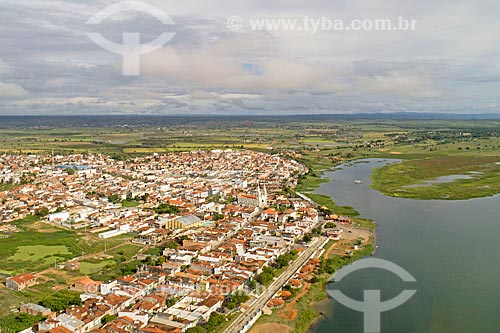  Picture taken with drone of the Propria city on the banks of the Sao Francisco River  - Propria city - Sergipe state (SE) - Brazil