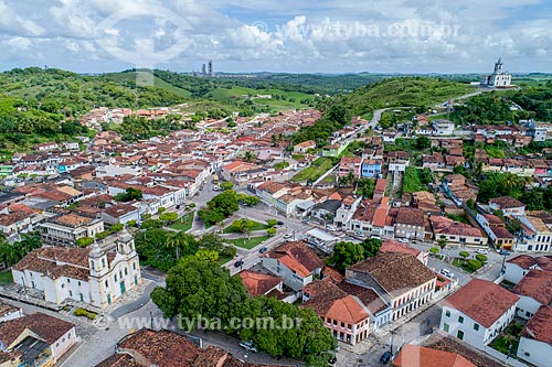  Picture taken with drone of the Laranjeiras city historic center with the Most Sacred Heart of Jesus Mother Church (1791) to the left  - Laranjeiras city - Sergipe state (SE) - Brazil