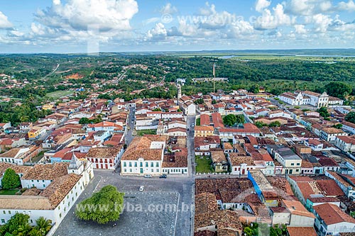  Picture taken with drone of the Saint Francis Square with the Old church and Holy House of Mercy - current Home of Sisters of the Immaculate Conception - to the left - and Historical Museum of Sergipe  - Sao Cristovao city - Sergipe state (SE) - Brazil