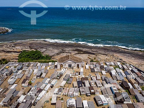  Picture taken with drone of the Municipal Cemetery of Saquarema with the sea in background  - Saquarema city - Rio de Janeiro state (RJ) - Brazil
