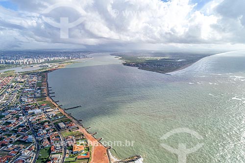  Picture taken with drone of the foz Sergipe River mouth  - Aracaju city - Sergipe state (SE) - Brazil