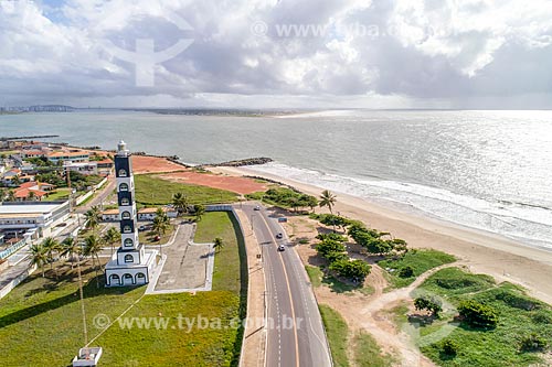  Picture taken with drone of the Coroa do meio Lighthouse with the foz Sergipe River mouth  - Aracaju city - Sergipe state (SE) - Brazil