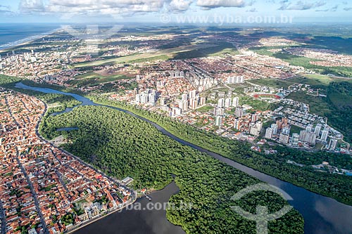  Picture taken with drone of the Farolandia neighborhood with the Poxim River  - Aracaju city - Sergipe state (SE) - Brazil