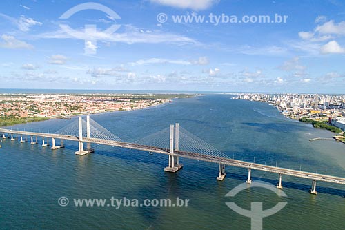  Picture taken with drone of the Construtor Joao Alves Bridge (2006) - also known as Aracaju-Barra Bridge - over of Sergipe River  - Aracaju city - Sergipe state (SE) - Brazil