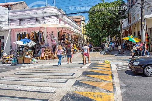  Pedestrians crossing in the raised crossings with store of household goods - in the background - Fortaleza city center neighborhood  - Fortaleza city - Ceara state (CE) - Brazil