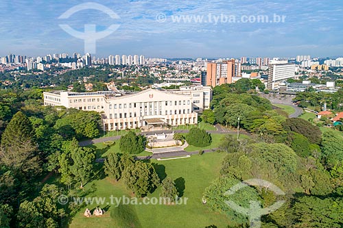  Picture taken with drone of the Bandeirantes Palace (1955) - headquarters of the State Government  - Sao Paulo city - Sao Paulo state (SP) - Brazil