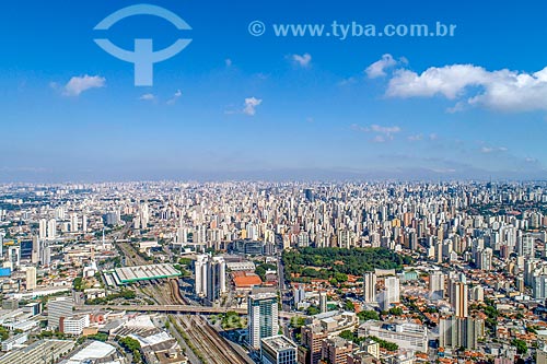  Picture taken with drone of the Barra Funda Station of CPTM and subway with the Fernando Costa Park - also known as Agua Branca Park - to the right  - Sao Paulo city - Sao Paulo state (SP) - Brazil