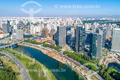  Picture taken with drone of the Pinheiros River  - Sao Paulo city - Sao Paulo state (SP) - Brazil