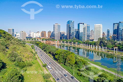  Picture taken with drone of the Pinheiros River  - Sao Paulo city - Sao Paulo state (SP) - Brazil