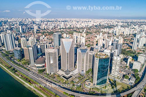  Picture taken with drone of the commercial buildings - Berrini region  - Sao Paulo city - Sao Paulo state (SP) - Brazil