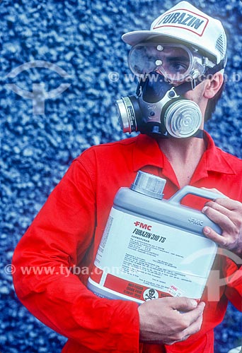  Woman holding gallon of insecticide Furazin - 80s 
