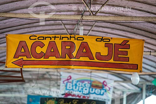  Detail of plaque that says: Cantinho do Acaraje (Corner of Acaraje) - Luiz Gonzaga Northeast Traditions Centre  - Rio de Janeiro city - Rio de Janeiro state (RJ) - Brazil