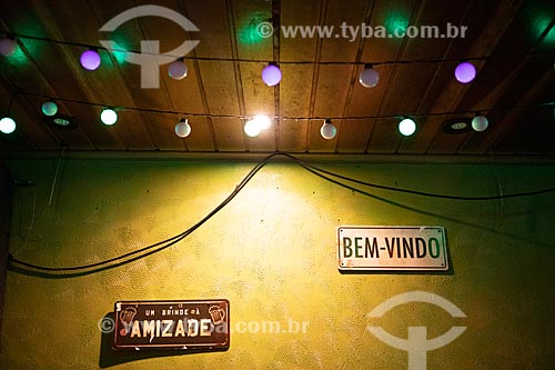  Detail of restaurant decoration with plaque that says: A toast to friendship and Welcome - Luiz Gonzaga Northeast Traditions Centre  - Rio de Janeiro city - Rio de Janeiro state (RJ) - Brazil