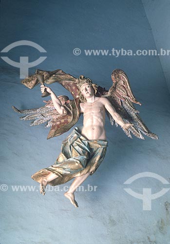  Stations of the Cross of the Steps of Passion  - Detail of angel with a bowl of fel (part of the Jesus in the Garden of Olives) (XVIII century) - Good Jesus of Matosinhos Sanctuary - 90s  - Congonhas city - Minas Gerais state (MG) - Brazil